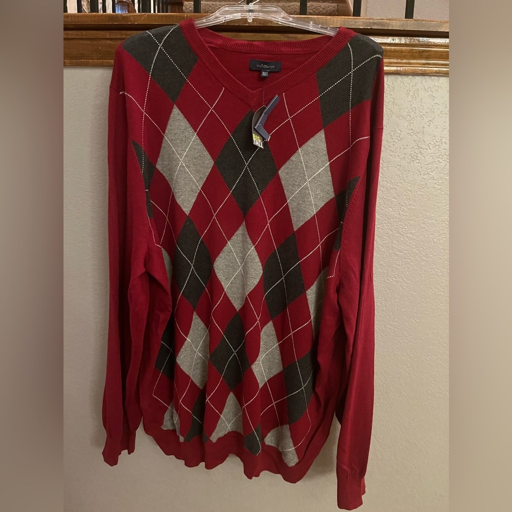 3XB Croft & Barrow red argyle sweater